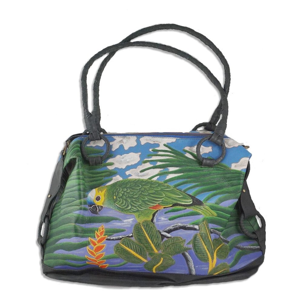 Handmade Amazon Parrot Leather Tote Bag